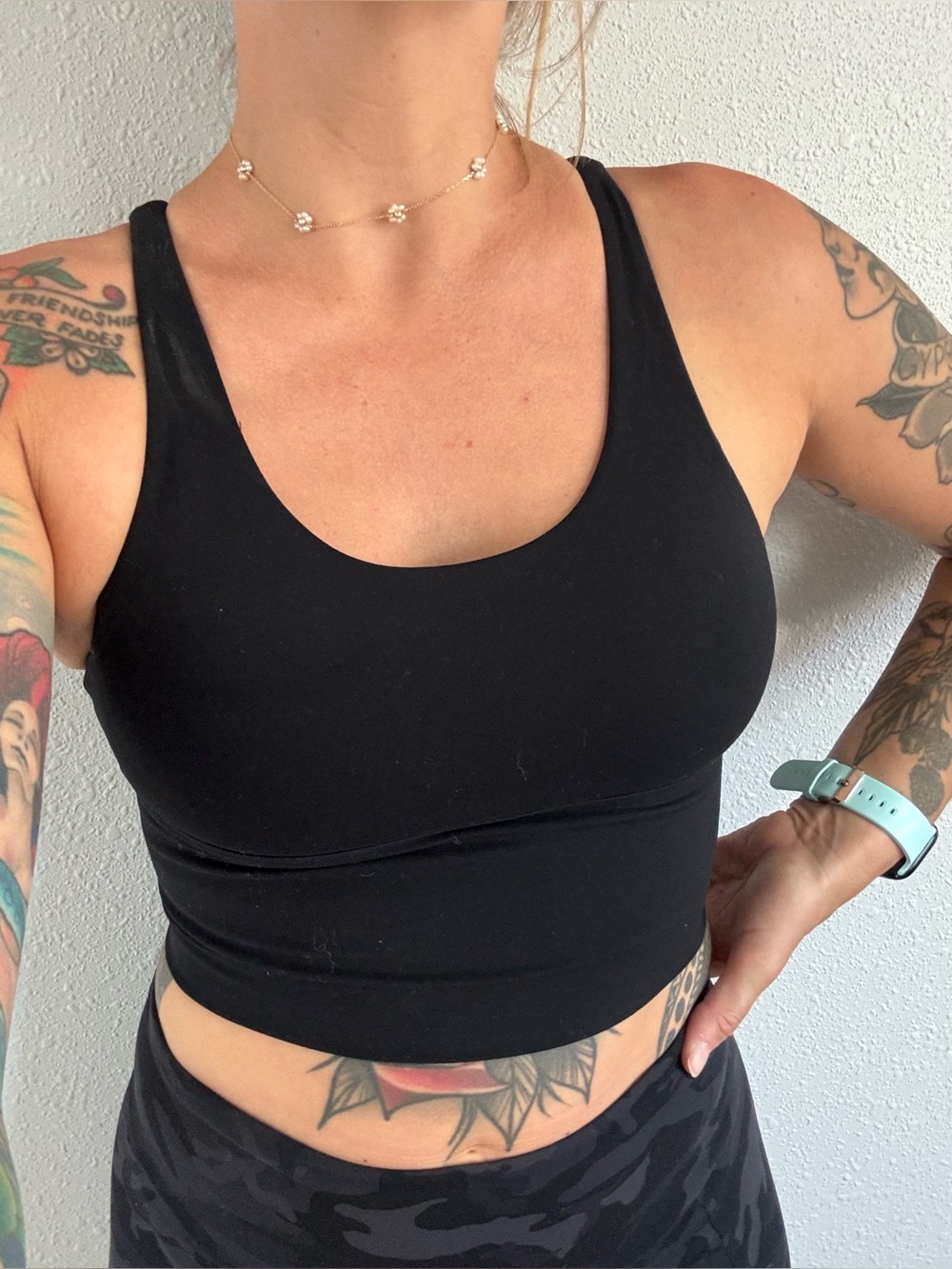 Black Strappy Back Sports Bra - Picture 3 of 6
